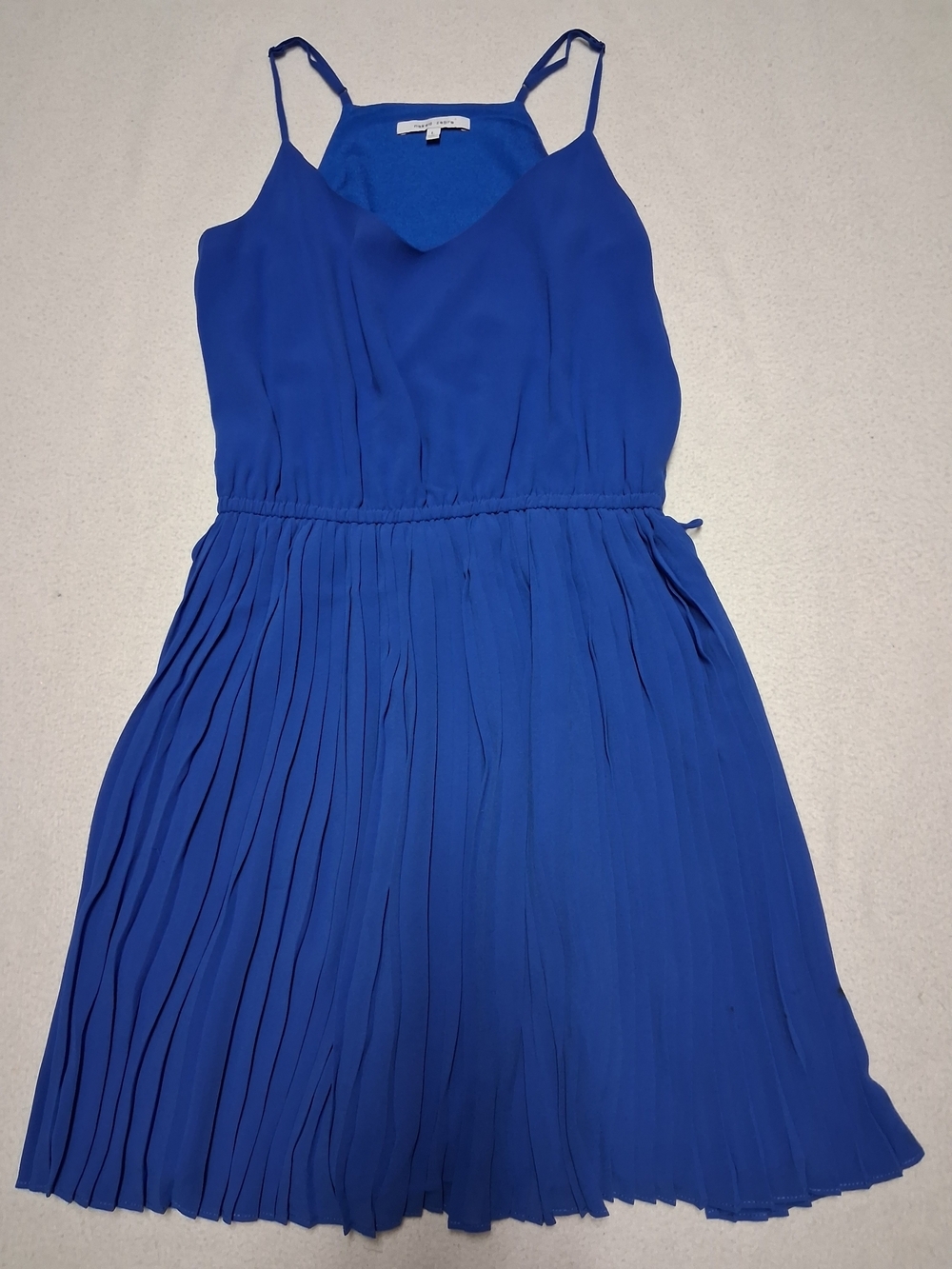 Naked Zebra Royal Blue Pleated Spaghetti-Strap Dress